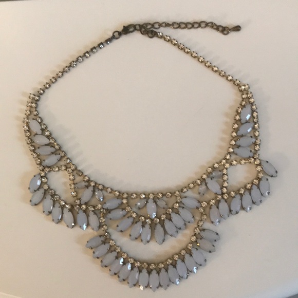 J crew white and faux diamonds statement necklace